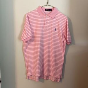 Polo medium pink with white stripes